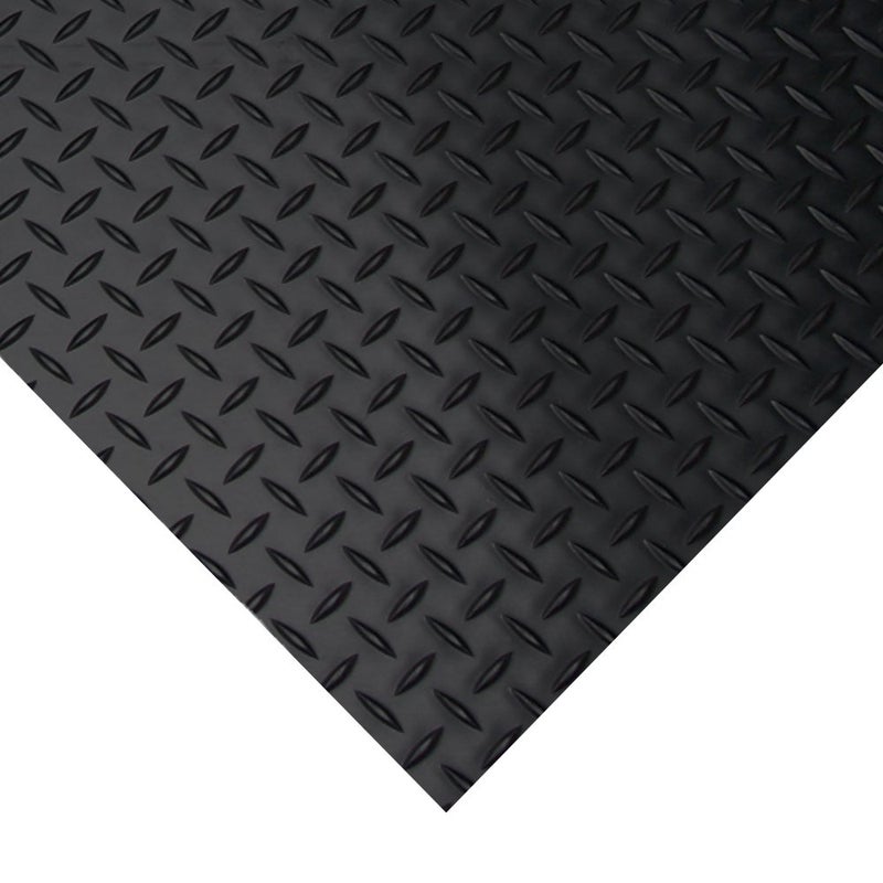 Rubber-Cal Diamond-Plate Rubber Flooring Rolls - 3 mm x 4 ft x 1.5 ft Rolls - Black - Image 2